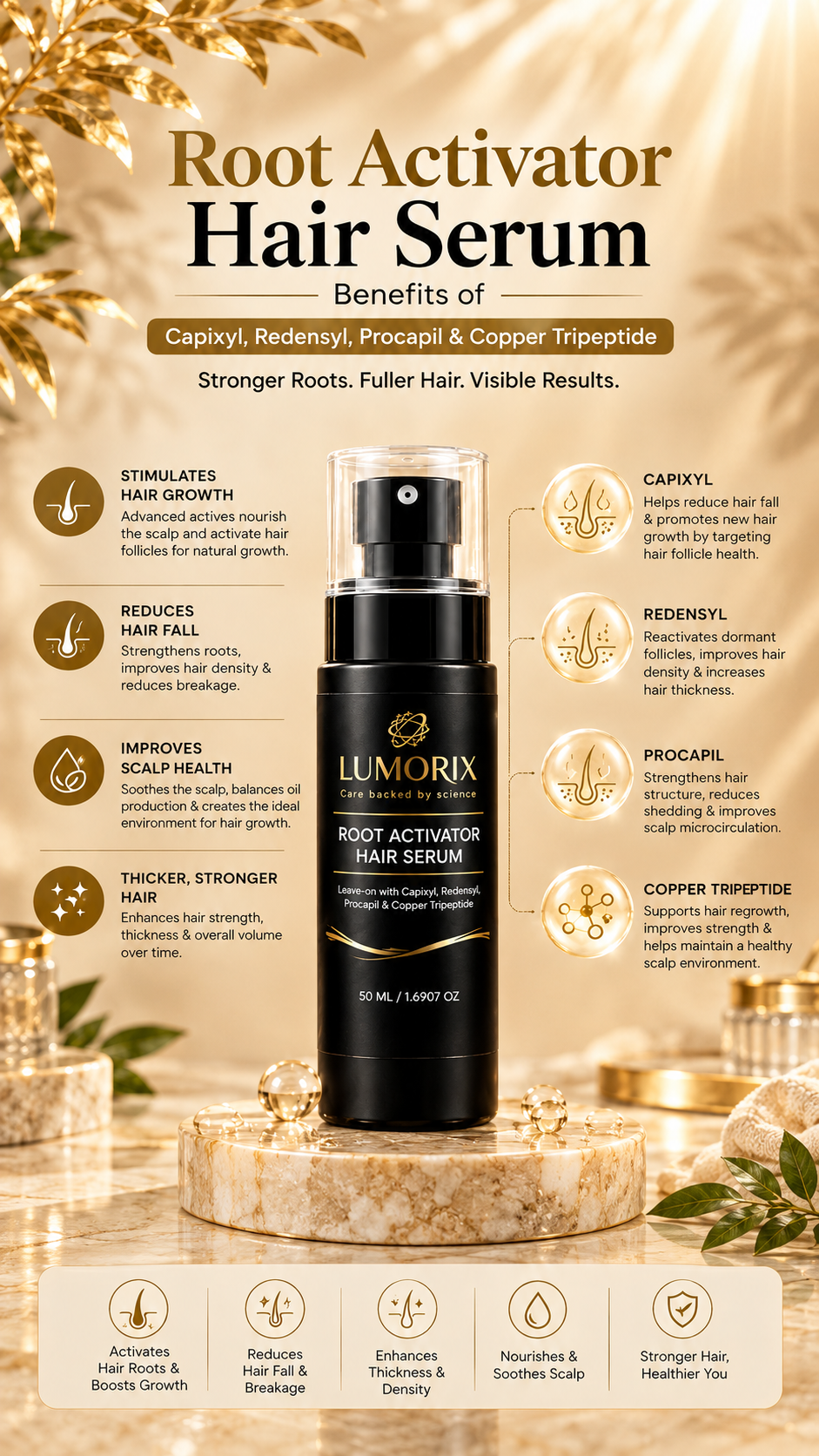 Root Activator Hair Serum: Benefits of Capixyl, Redensyl, Procapil & Copper Tripeptide